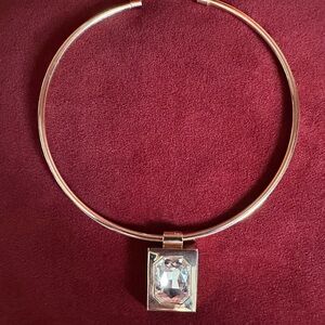 Vintage Cache Gold choker Necklace with Clear Pendant